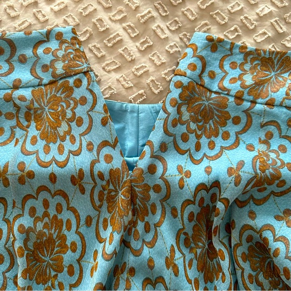 Laundry by Shelli Segal Silk Teal Floral Flowy Mini Skirt Size 8 - Picture 4 of 6